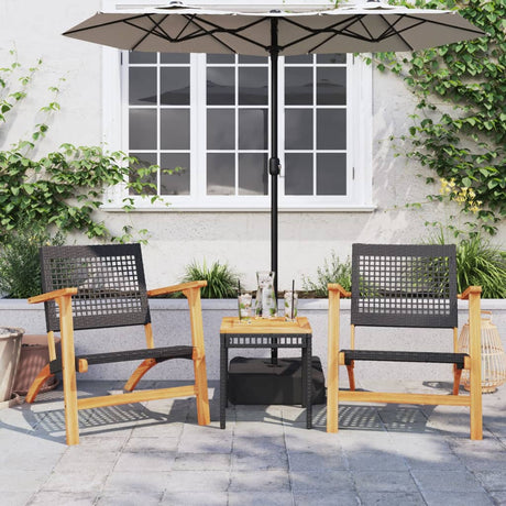 Vidaxl 3-delige bistroset poly rattan en massief acaciahout zwart