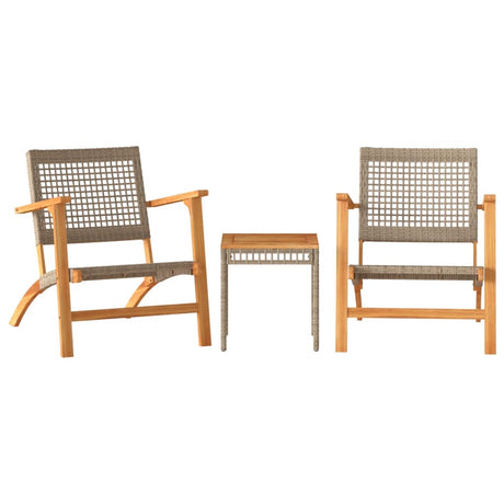 Vidaxl 3-delige bistroset poly rattan en massief acaciahout beige