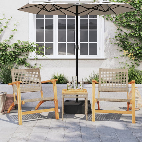 Vidaxl 3-delige bistroset poly rattan en massief acaciahout beige