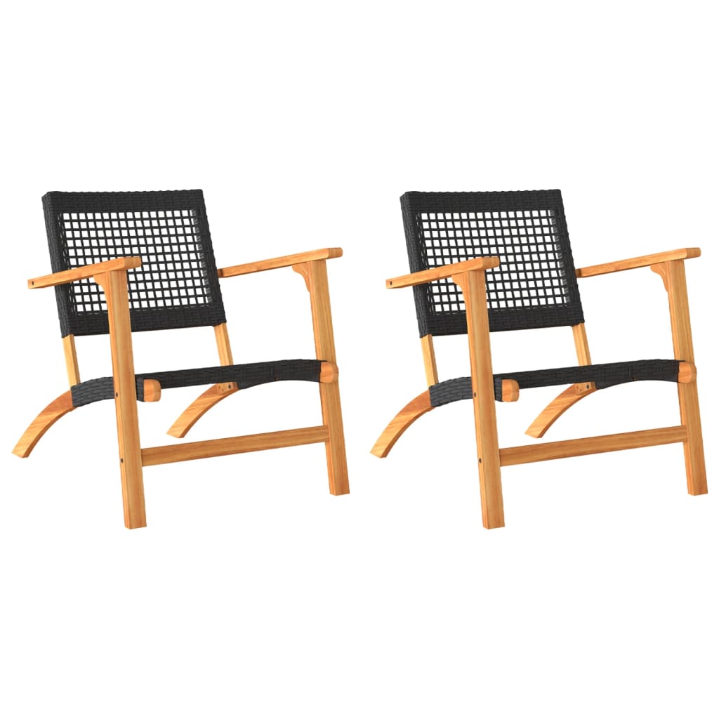 Vidaxl tuinnstoelen 2 st poly rattan en acaciahout zwart