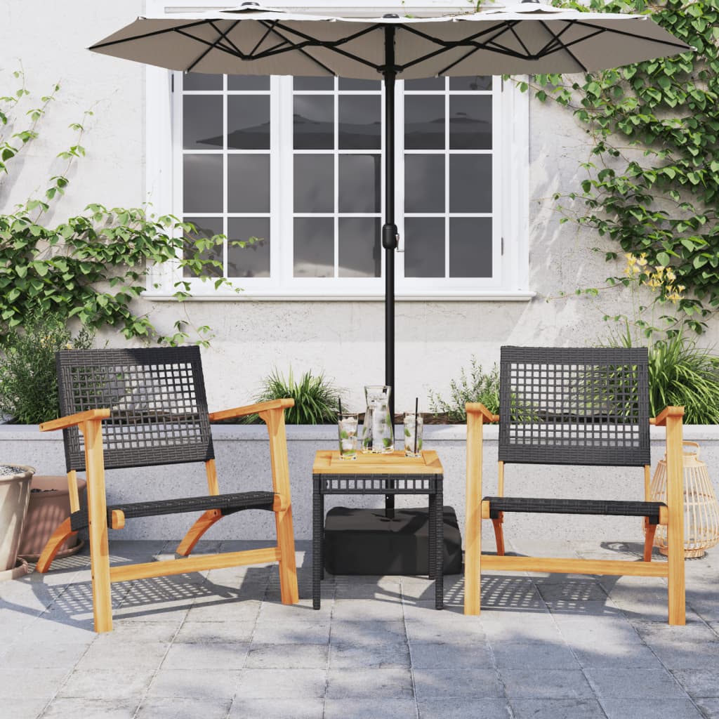 Vidaxl tuinnstoelen 2 st poly rattan en acaciahout zwart