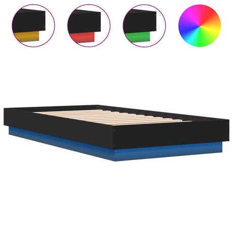 Vidaxl bedframe met led-verlichting zwart 75x190 cm