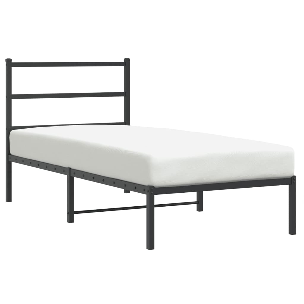 Vidaxl bedframe met hoofdbord metaal zwart 90x190 cm