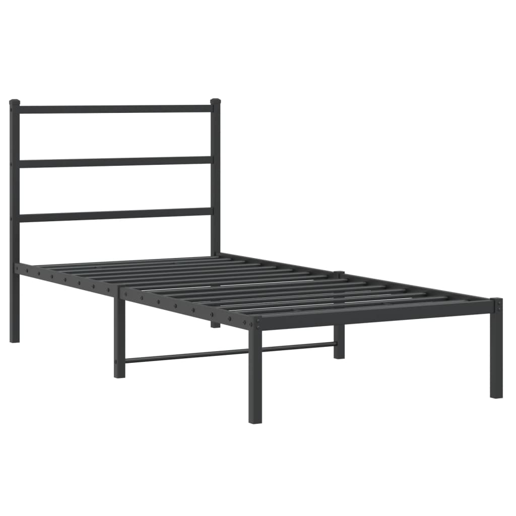Vidaxl bedframe met hoofdbord metaal zwart 90x190 cm