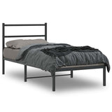 Vidaxl bedframe met hoofdbord metaal zwart 90x190 cm