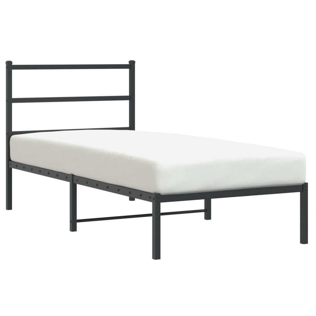 Vidaxl bedframe met hoofdbord metaal zwart 90x200 cm