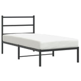 Vidaxl bedframe met hoofdbord metaal zwart 90x200 cm