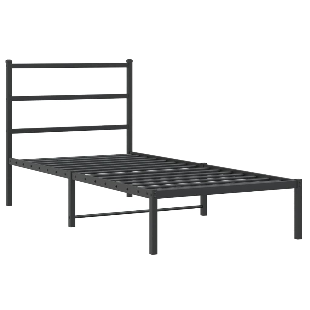 Vidaxl bedframe met hoofdbord metaal zwart 90x200 cm