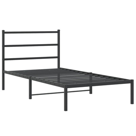 Vidaxl bedframe met hoofdbord metaal zwart 100x200 cm