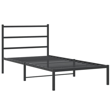 Vidaxl bedframe met hoofdbord metaal zwart 107x203 cm