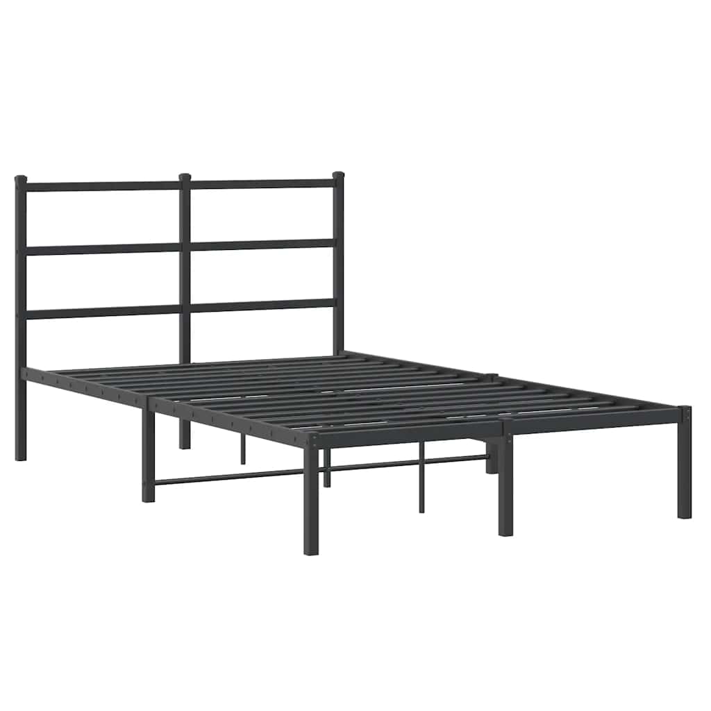 Vidaxl bedframe met hoofdbord metaal zwart 120x190 cm