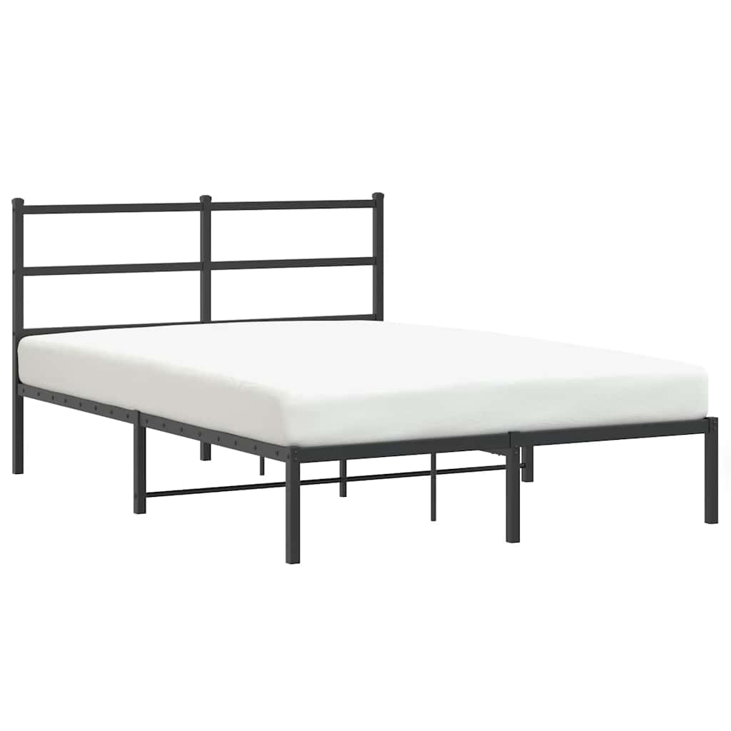 Vidaxl bedframe met hoofdbord metaal zwart 140x200 cm