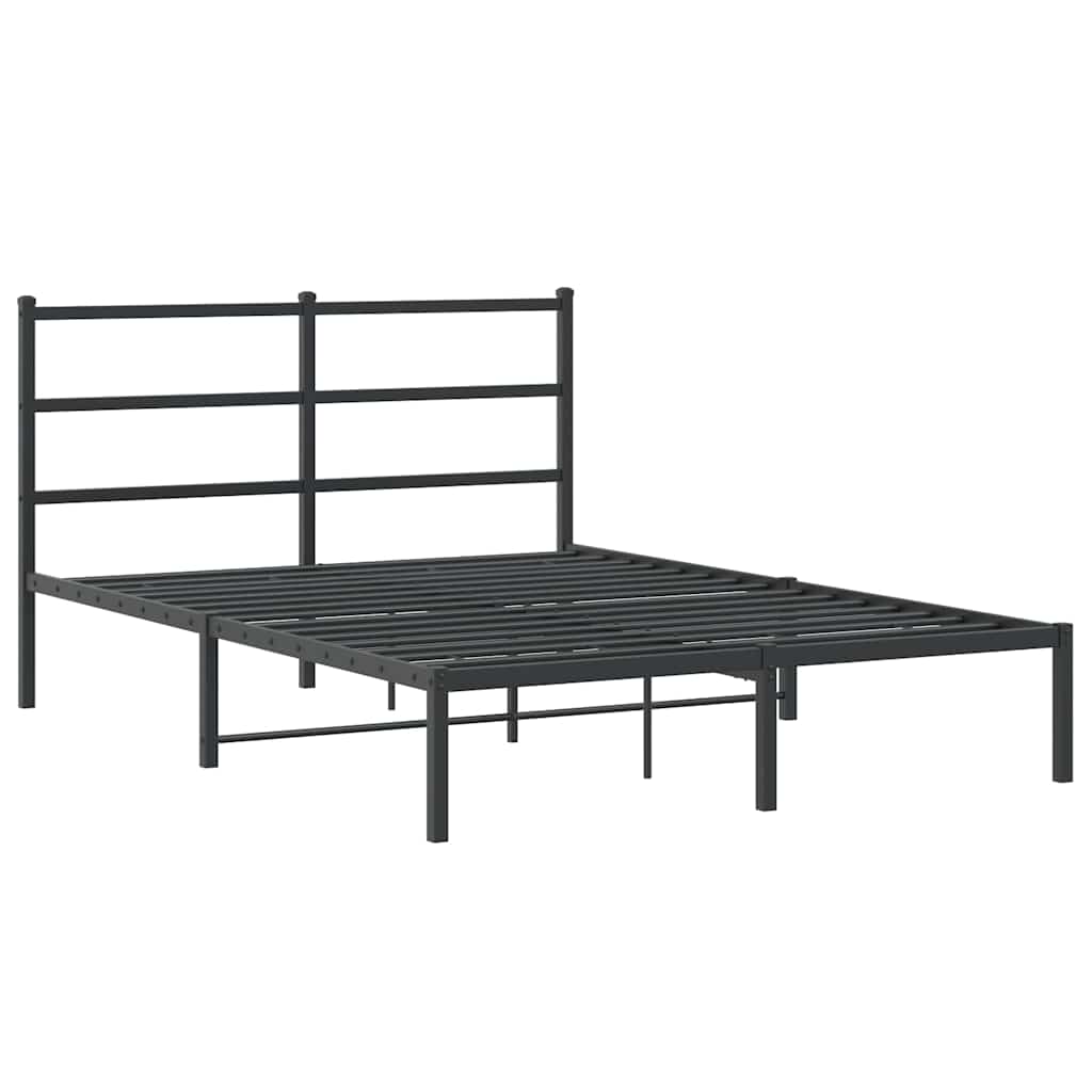 Vidaxl bedframe met hoofdbord metaal zwart 140x200 cm