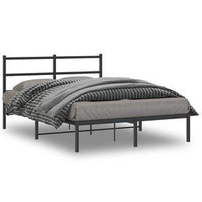 Vidaxl bedframe met hoofdbord metaal zwart 140x200 cm