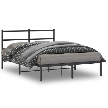 Vidaxl bedframe met hoofdbord metaal zwart 140x200 cm