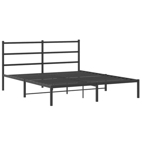 Vidaxl bedframe met hoofdbord metaal zwart 150x200 cm