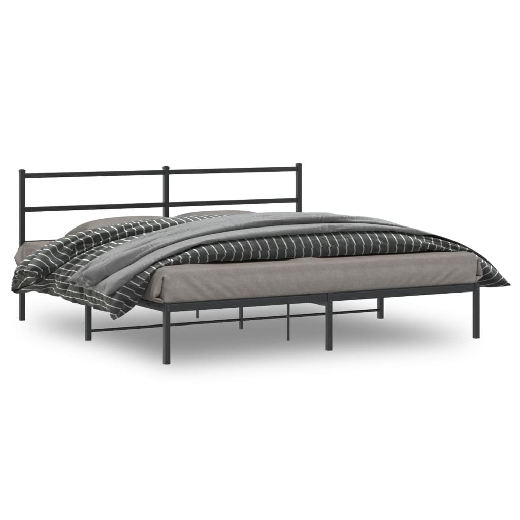 Vidaxl bedframe met hoofdbord metaal zwart 193x203 cm