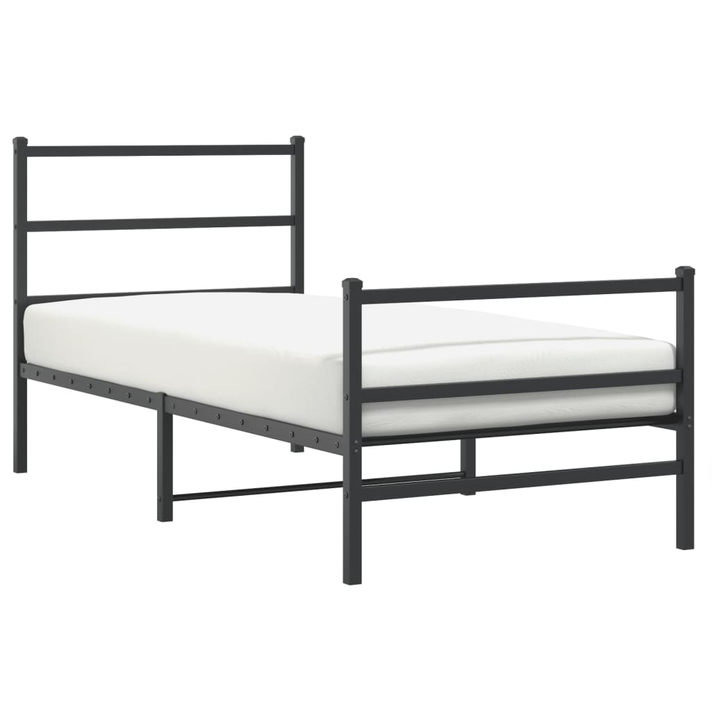 Vidaxl bedframe met hoofd- en voeteneinde metaal zwart 90x190 cm