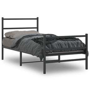 Vidaxl bedframe met hoofd- en voeteneinde metaal zwart 90x190 cm