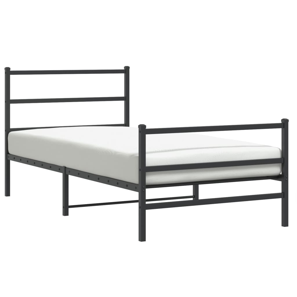 Vidaxl bedframe met hoofd- en voeteneinde metaal zwart 100x200 cm