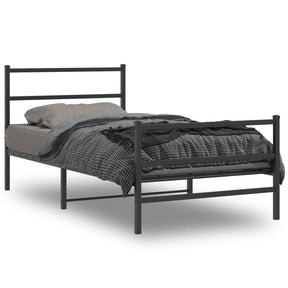 Vidaxl bedframe met hoofd- en voeteneinde metaal zwart 100x200 cm