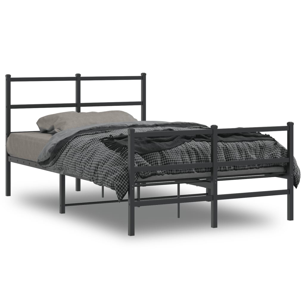 Vidaxl bedframe met hoofd- en voeteneinde metaal zwart 120x190 cm