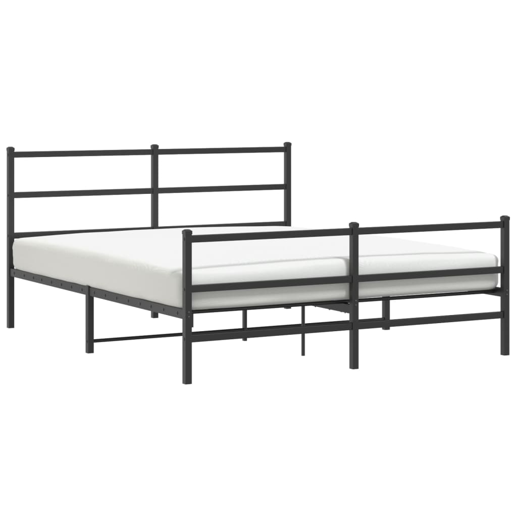 Vidaxl bedframe met hoofd- en voeteneinde metaal zwart 150x200 cm