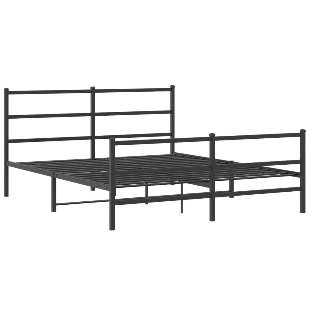 Vidaxl bedframe met hoofd- en voeteneinde metaal zwart 150x200 cm