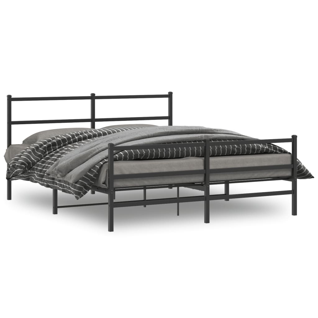 Vidaxl bedframe met hoofd- en voeteneinde metaal zwart 150x200 cm