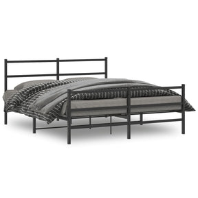 Vidaxl bedframe met hoofd- en voeteneinde metaal zwart 150x200 cm