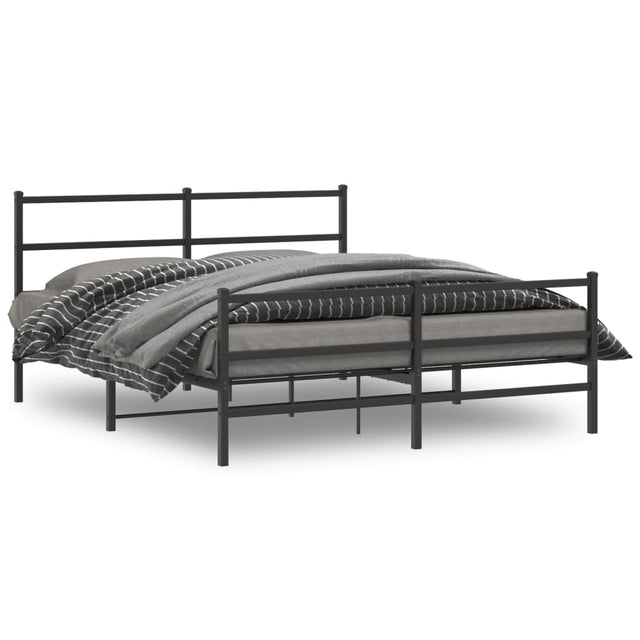 Vidaxl bedframe met hoofd- en voeteneinde metaal zwart 150x200 cm