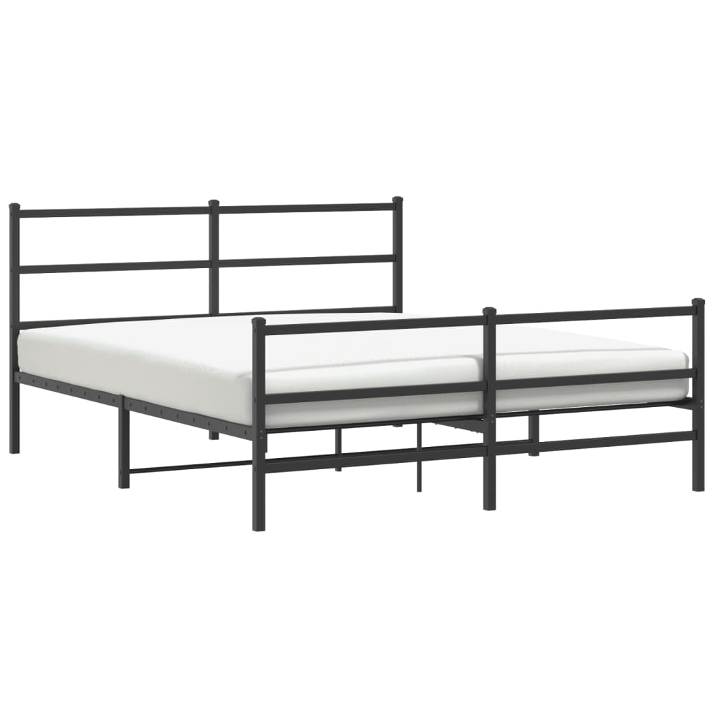 Vidaxl bedframe met hoofd- en voeteneinde metaal zwart 160x200 cm