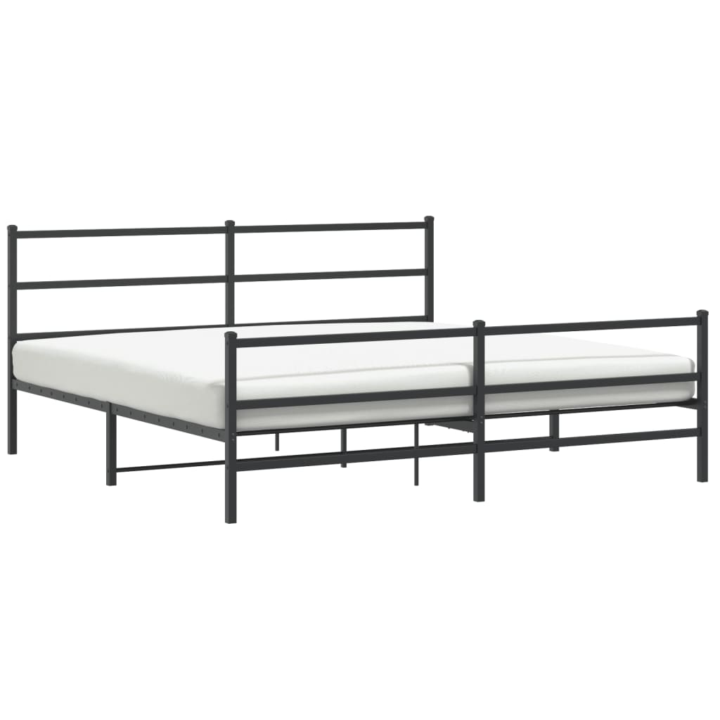 Vidaxl bedframe met hoofd- en voeteneinde metaal zwart 180x200 cm