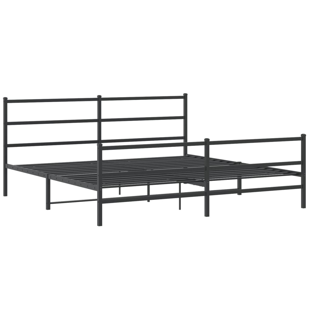 Vidaxl bedframe met hoofd- en voeteneinde metaal zwart 180x200 cm