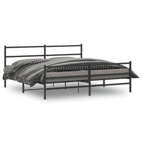 Vidaxl bedframe met hoofd- en voeteneinde metaal zwart 180x200 cm
