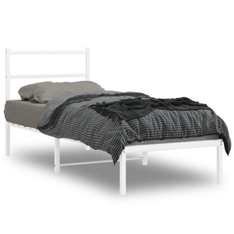 Vidaxl bedframe met hoofdbord zonder matras metaal wit 75x190 cm