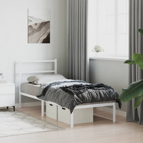 Vidaxl bedframe met hoofdbord metaal wit 80x200 cm