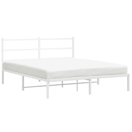 Vidaxl bedframe met hoofdbord metaal wit 150x200 cm
