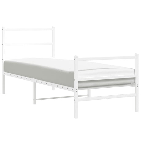 Vidaxl bedframe met hoofd- en voeteneinde metaal wit 80x200 cm