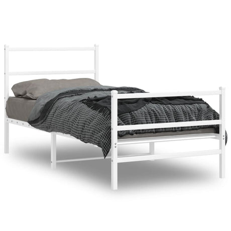 Vidaxl bedframe met hoofd- en voeteneinde metaal wit 90x190 cm