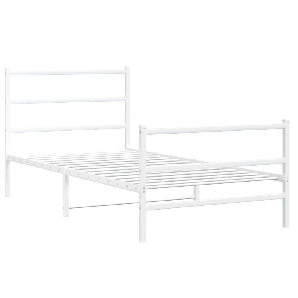 Vidaxl bedframe met hoofd- en voeteneinde metaal wit 107x203 cm