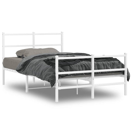 Vidaxl bedframe met hoofd- en voeteneinde metaal wit 120x190 cm