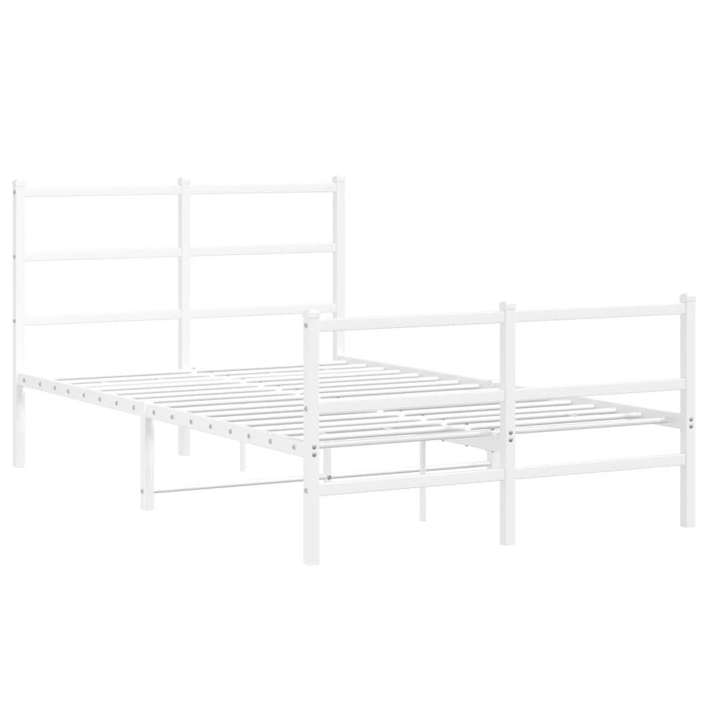 Vidaxl bedframe met hoofd- en voeteneinde metaal wit 120x190 cm