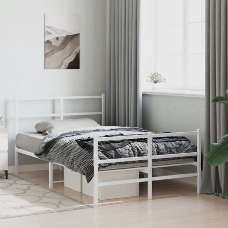 Vidaxl bedframe met hoofd- en voeteneinde metaal wit 120x190 cm