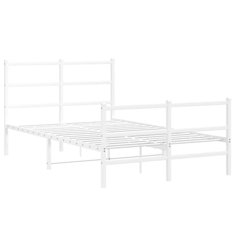 Vidaxl bedframe met hoofd- en voeteneinde metaal wit 120x200 cm