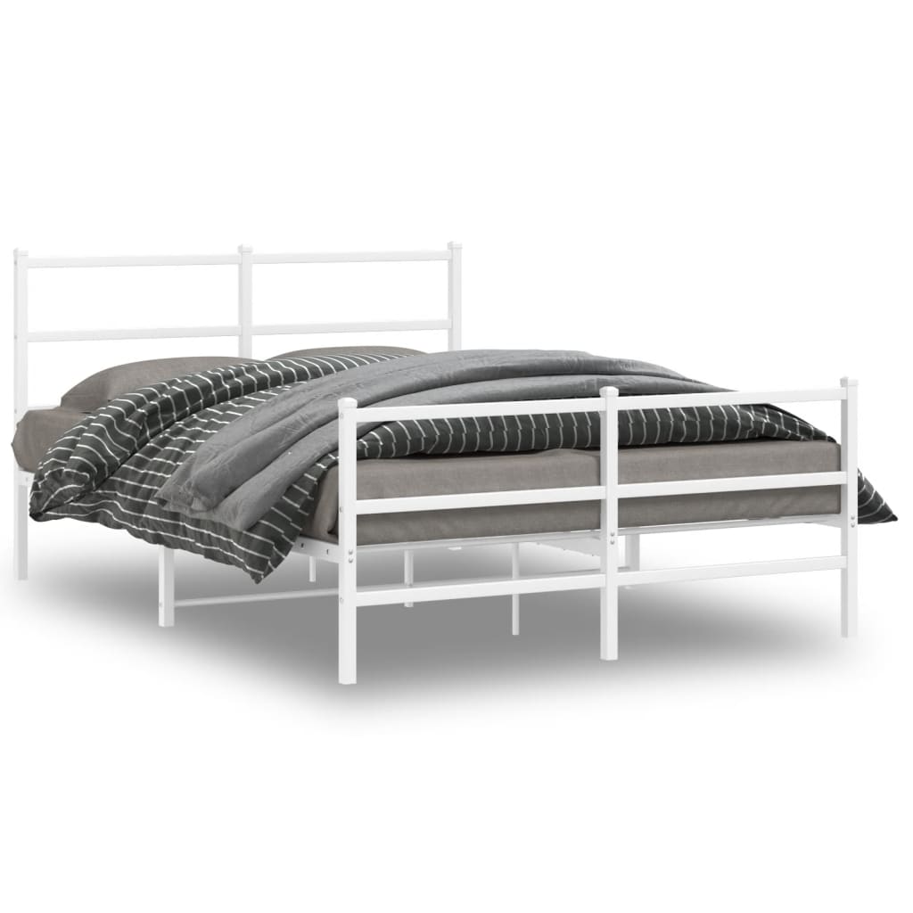 Vidaxl bedframe met hoofd- en voeteneinde metaal wit 135x190 cm