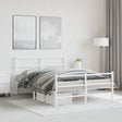 Vidaxl bedframe met hoofd- en voeteneinde metaal wit 135x190 cm