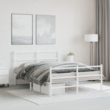 Vidaxl bedframe met hoofd- en voeteneinde metaal wit 135x190 cm