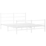 Vidaxl bedframe met hoofd- en voeteneinde metaal wit 150x200 cm