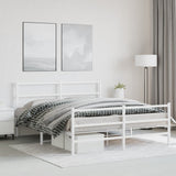 Vidaxl bedframe met hoofd- en voeteneinde metaal wit 150x200 cm